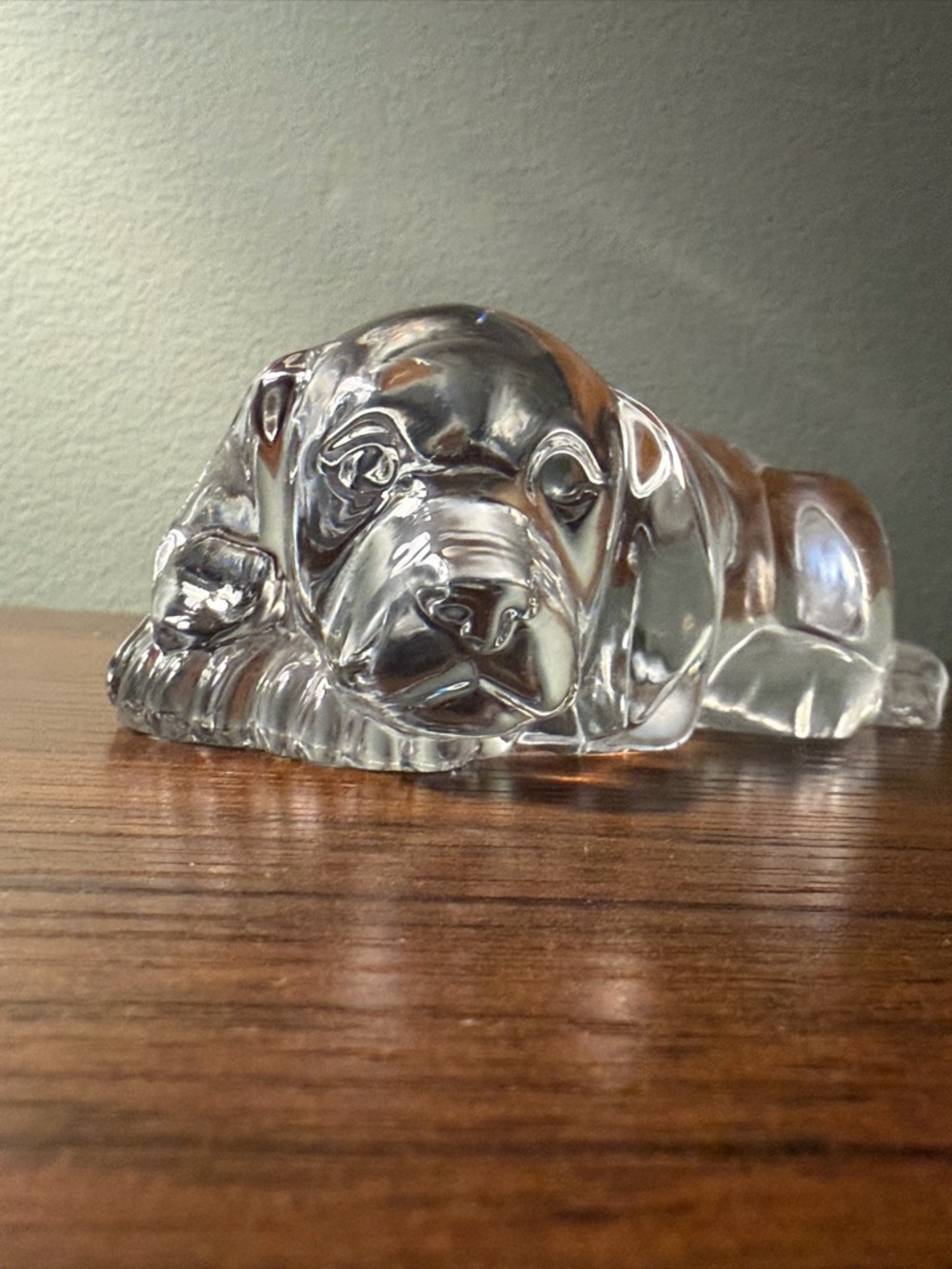 Vintage Sleeping Puppy Paperweight Figurine